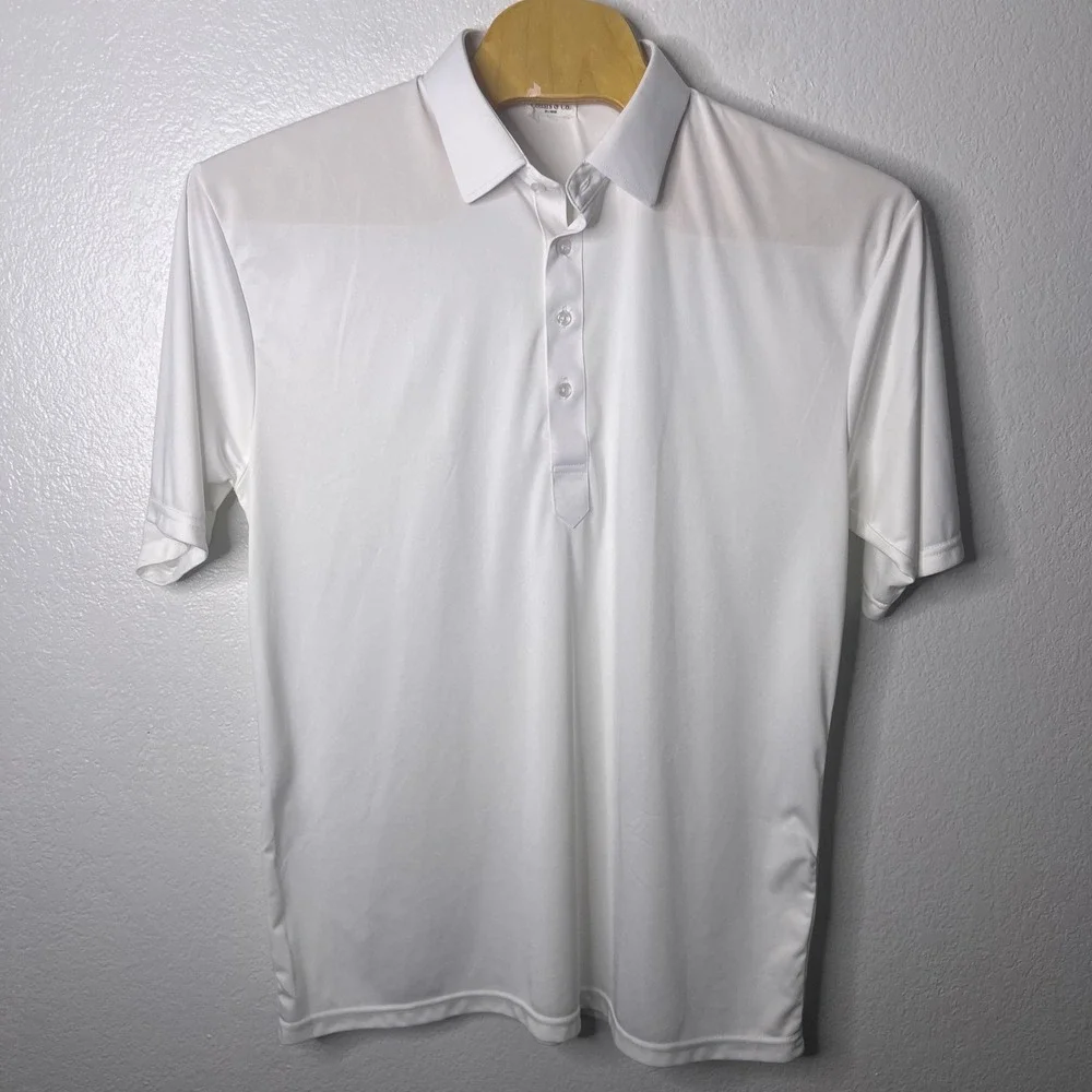 Collars & Co Men White Short Sleeve Dress Collar Polo Shirt Size 2XL Performance - Picture 2 of 7